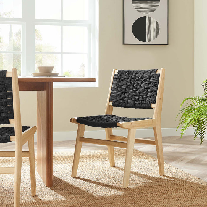 Saoirse Woven Rope Wood Dining Side Chair Set of 2 by Modway