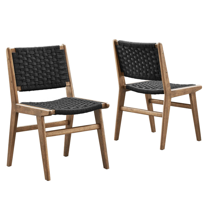 Saoirse Woven Rope Wood Dining Side Chair Set of 2 by Modway