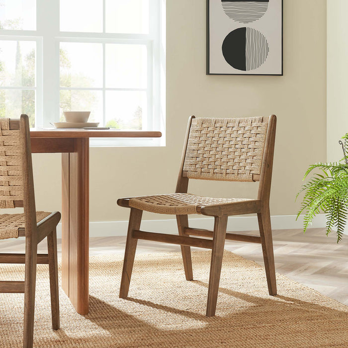 Saoirse Woven Rope Wood Dining Side Chair Set of 2 by Modway