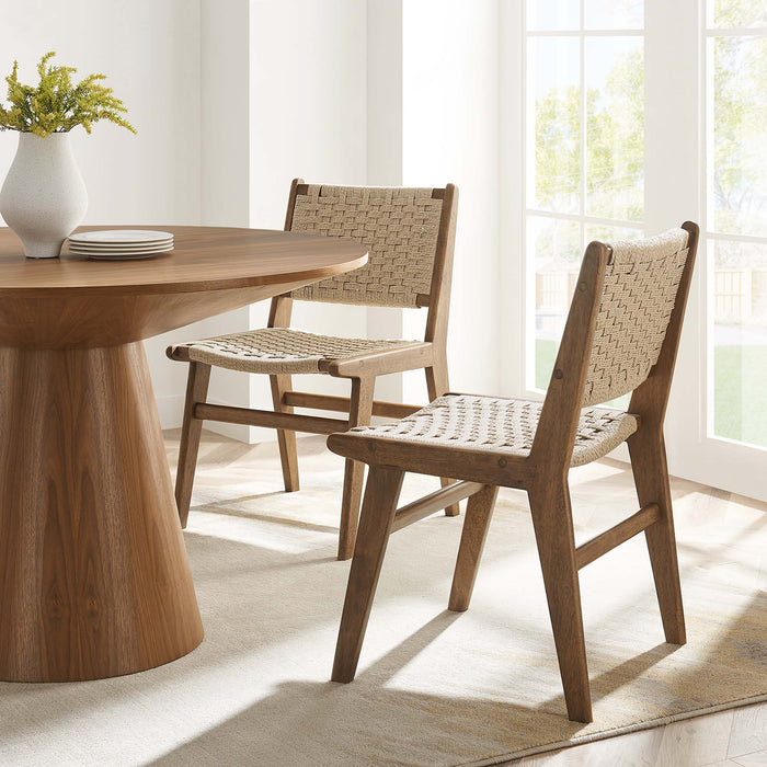 Saoirse Woven Rope Wood Dining Side Chair Set of 2 by Modway