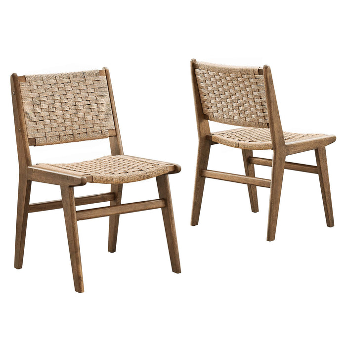 Saoirse Woven Rope Wood Dining Side Chair Set of 2 by Modway