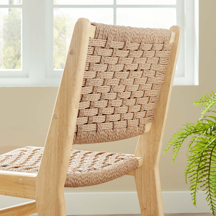 Saoirse Woven Rope Wood Dining Side Chair Set of 2 by Modway