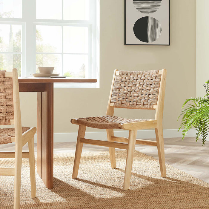 Saoirse Woven Rope Wood Dining Side Chair Set of 2 by Modway