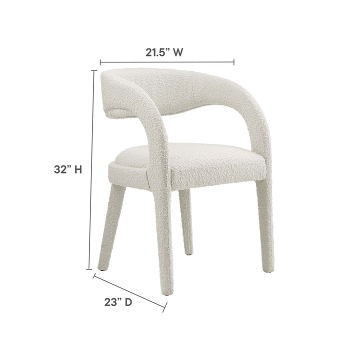 Pinnacle Boucle Upholstered Dining Chair Set of 2 by Modway