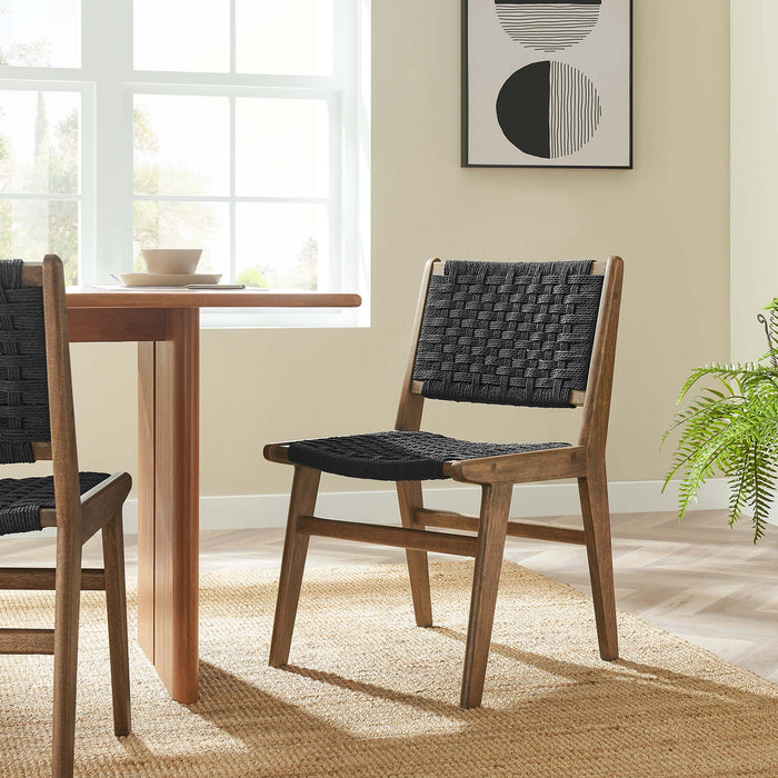 Saoirse Woven Rope Wood Dining Side Chair Set of 2 by Modway