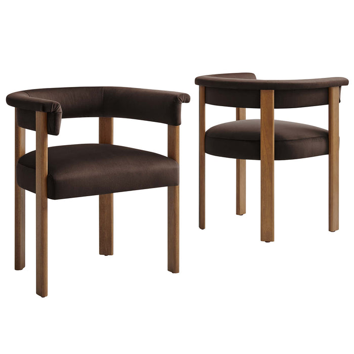 Imogen Performance Velvet Barrel Dining Chairs Set of 2 by Modway