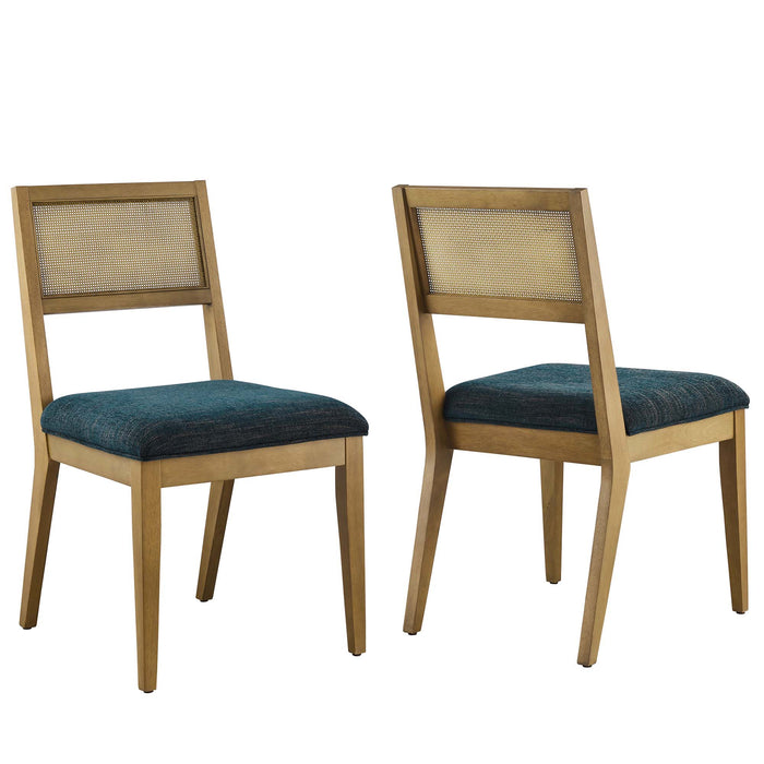 Nimba Faux Rattan Fabric Dining Chairs Set of 2 by Modway