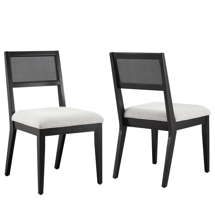 Nimba Faux Rattan Fabric Dining Chairs Set of 2 by Modway