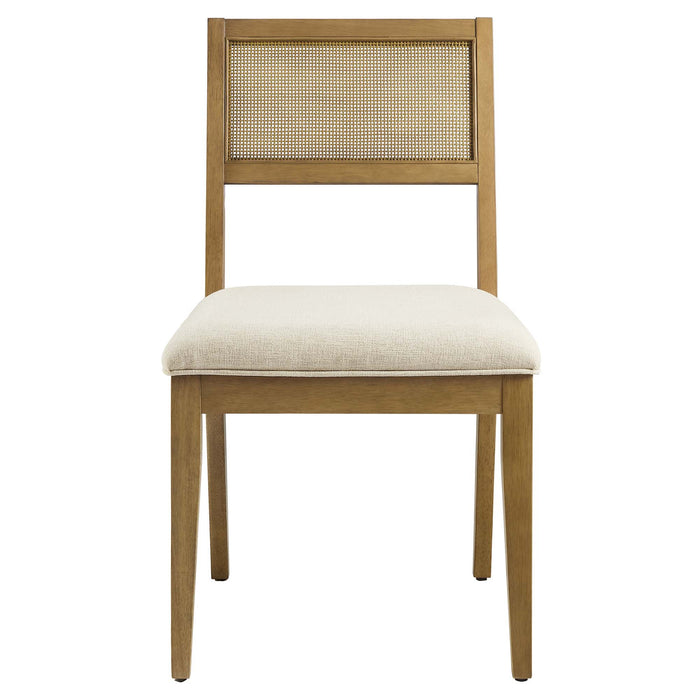 Nimba Faux Rattan Fabric Dining Chairs Set of 2 by Modway