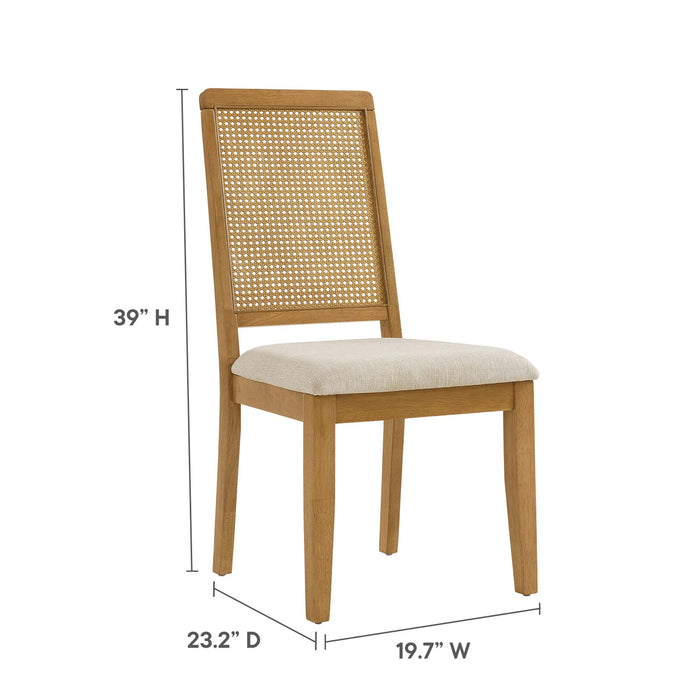 Arlo Faux Rattan and Wood Dining Side Chairs Set of 2 by Modway