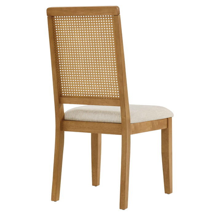 Arlo Faux Rattan and Wood Dining Side Chairs Set of 2 by Modway