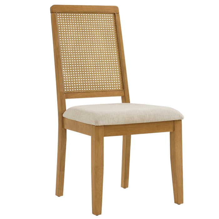 Arlo Faux Rattan and Wood Dining Side Chairs Set of 2 by Modway