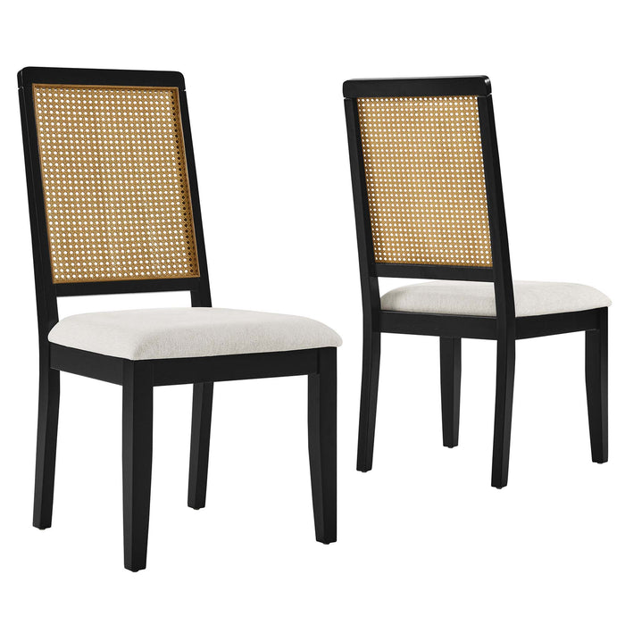 Arlo Faux Rattan and Wood Dining Side Chairs Set of 2 by Modway