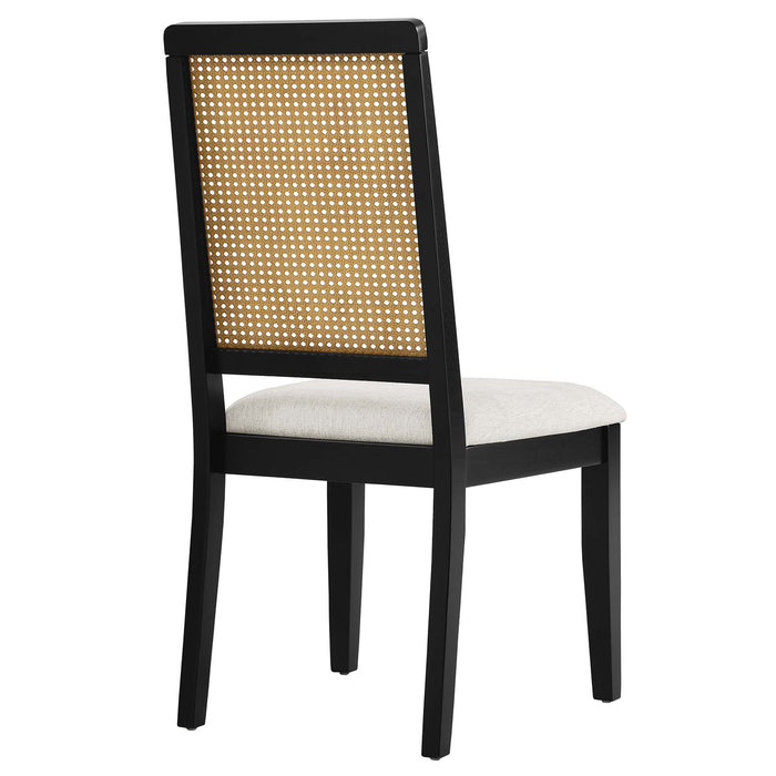 Arlo Faux Rattan and Wood Dining Side Chairs Set of 2 by Modway