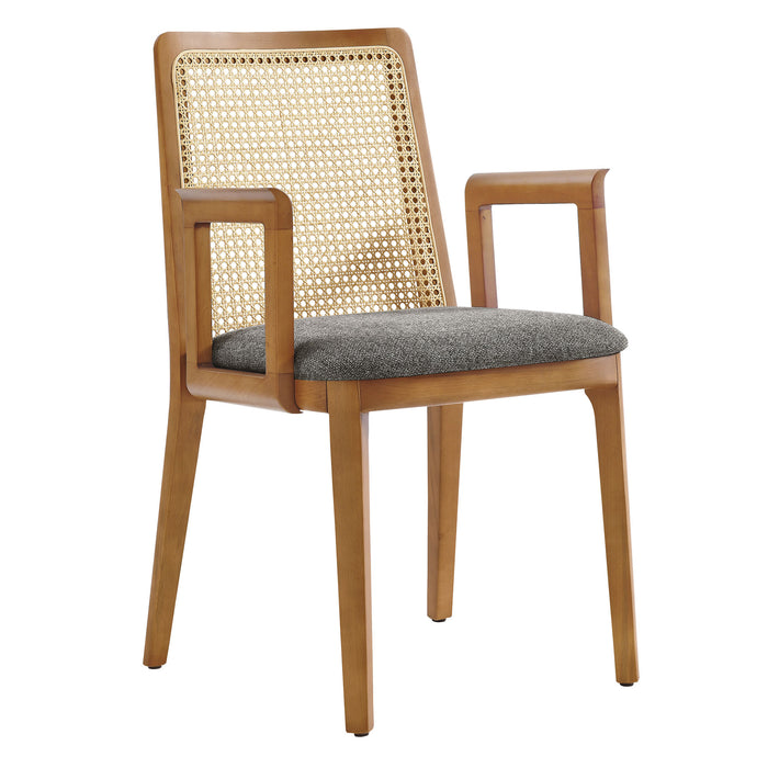 Monarch Wood and Rattan Dining Armchair by Modway