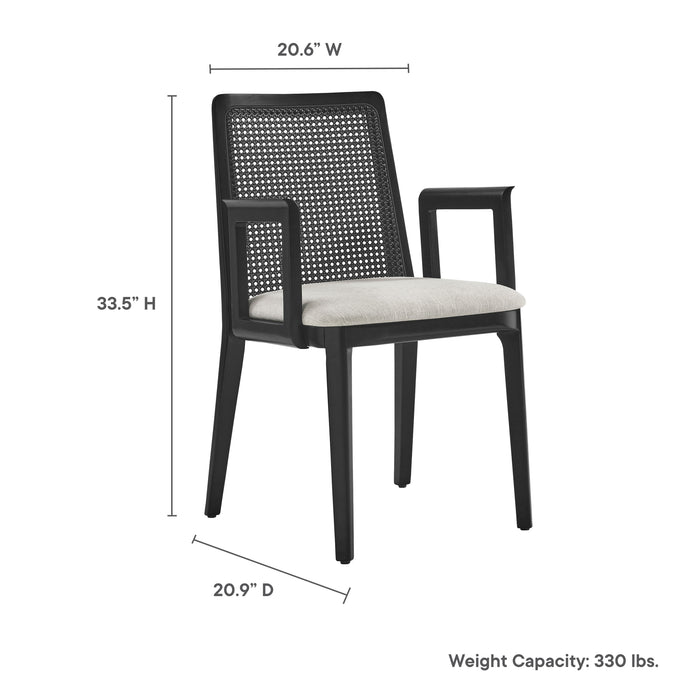 Monarch Wood and Rattan Dining Armchair by Modway