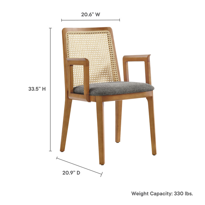 Monarch Wood and Rattan Dining Armchair by Modway