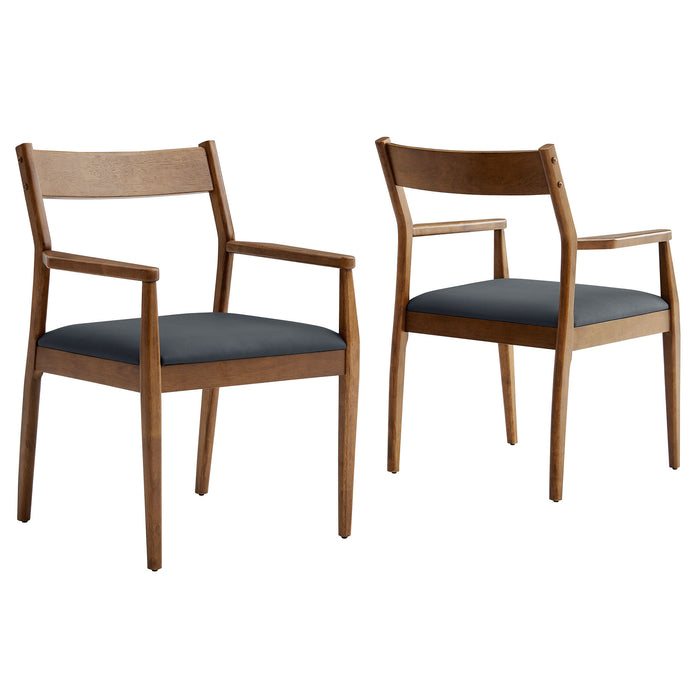 Solara Vegan Leather Wood Dining Armchairs Set of 2 by Modway