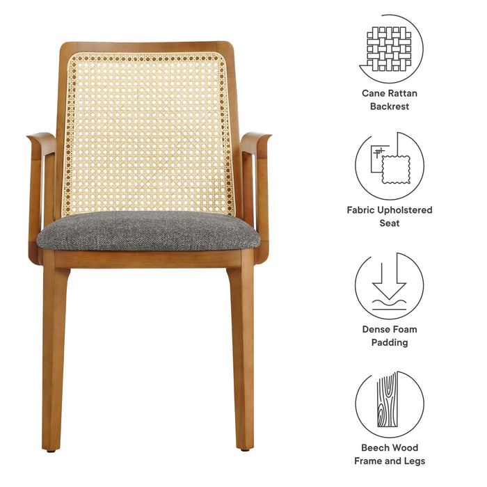 Monarch Wood and Rattan Dining Armchair by Modway