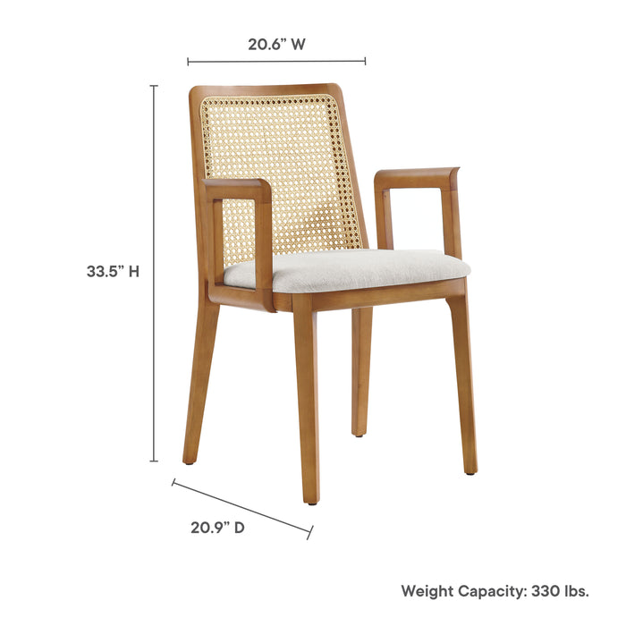 Monarch Wood and Rattan Dining Armchair by Modway