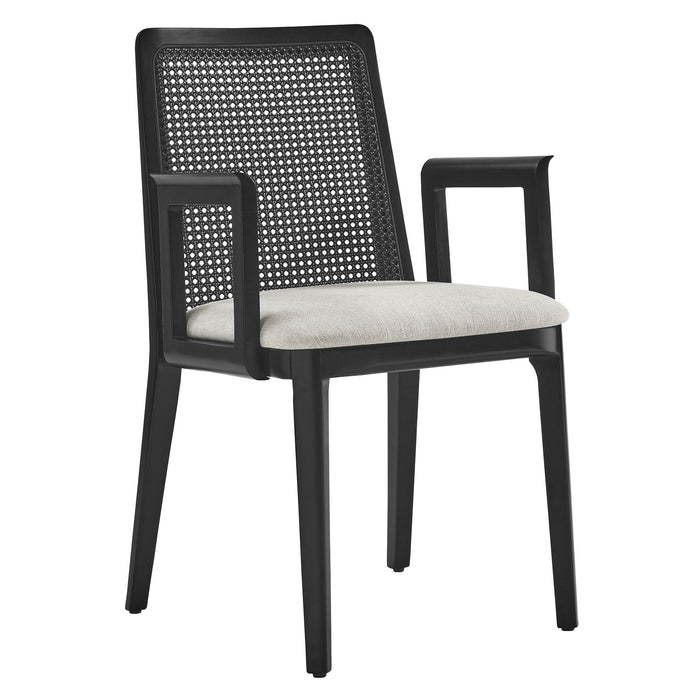 Monarch Wood and Rattan Dining Armchair by Modway