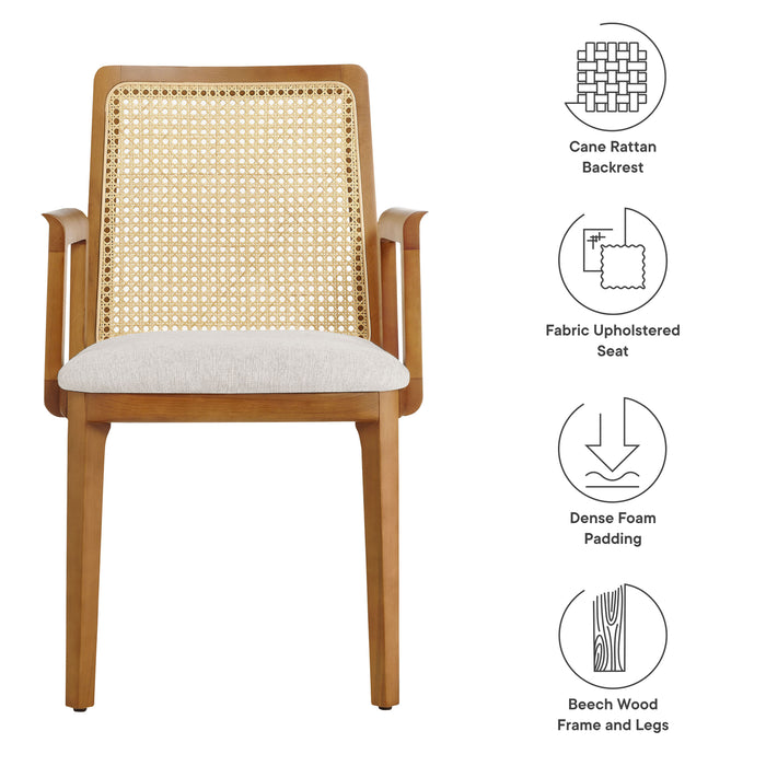 Monarch Wood and Rattan Dining Armchair by Modway