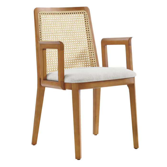 Monarch Wood and Rattan Dining Armchair by Modway