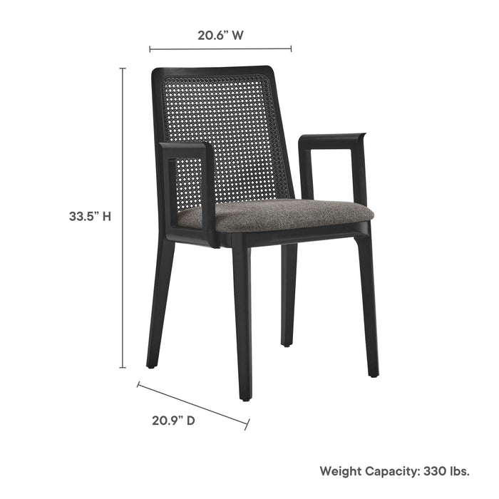 Monarch Wood and Rattan Dining Armchair by Modway