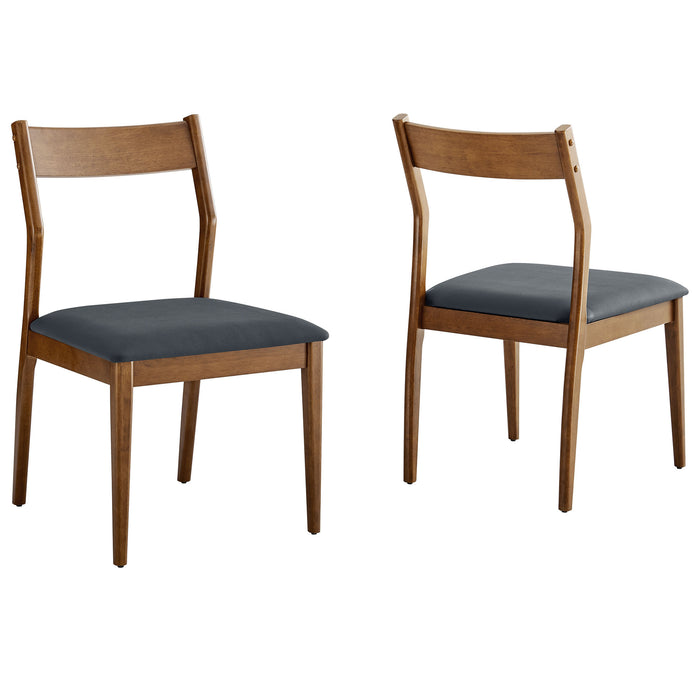 Solara Vegan Leather Wood Dining Side Chairs Set of 2 by Modway