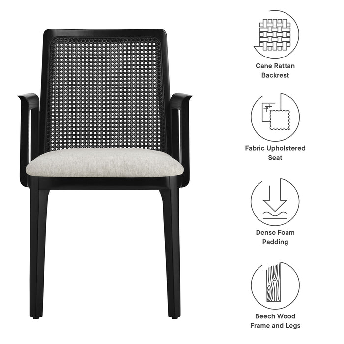 Monarch Wood and Rattan Dining Armchair by Modway