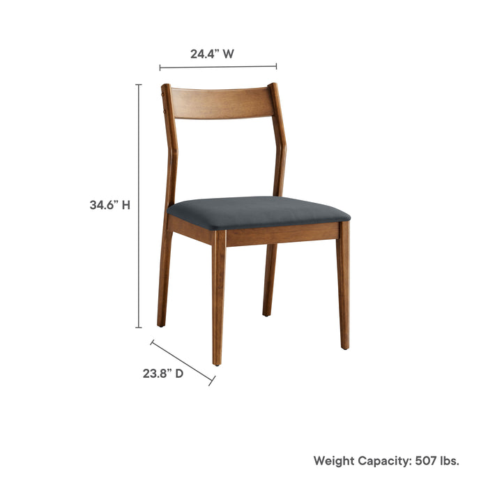 Solara Vegan Leather Wood Dining Side Chairs Set of 2 by Modway