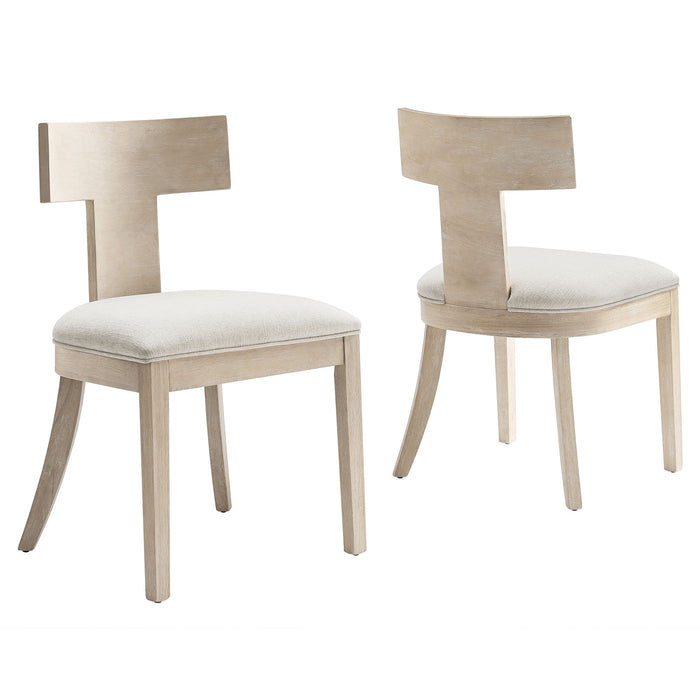 Peregrine Wood and Fabric Upholstered Dining Chairs Set of 2 by Modway