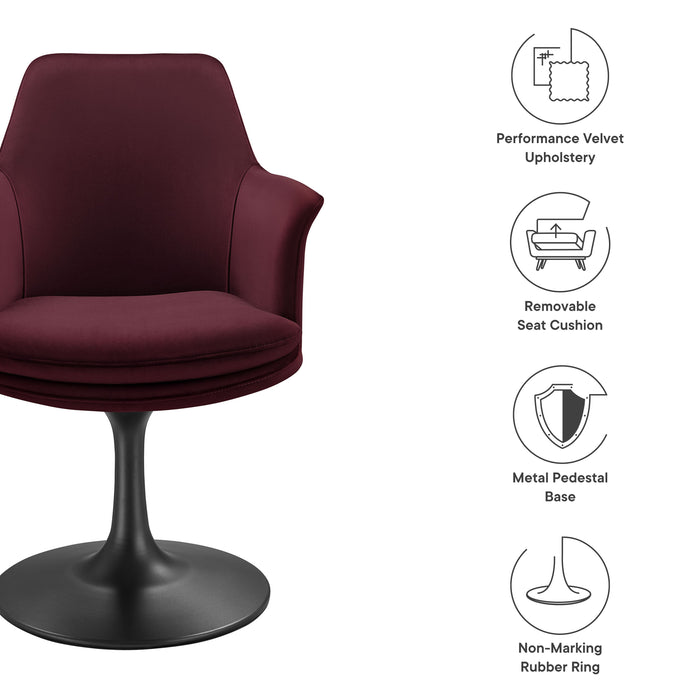 Lippa Performance Velvet Swivel Dining Armchair by Modway