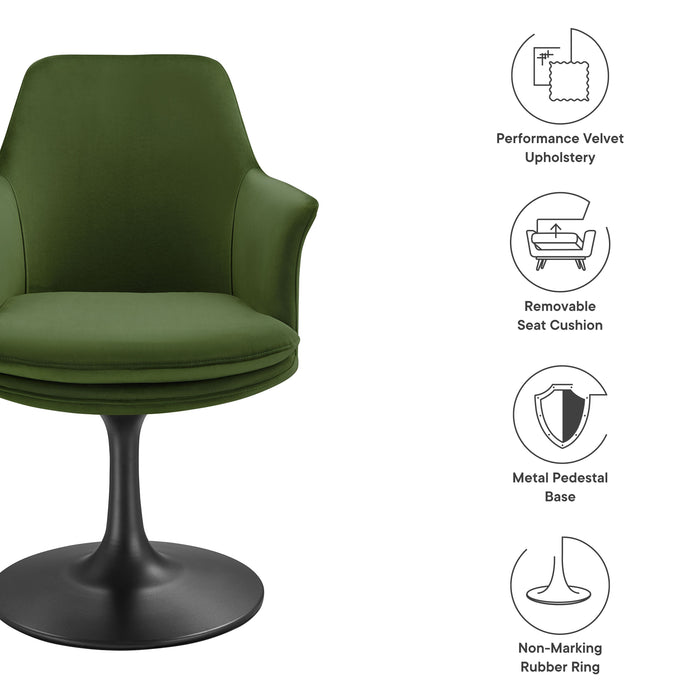 Lippa Performance Velvet Swivel Dining Armchair by Modway