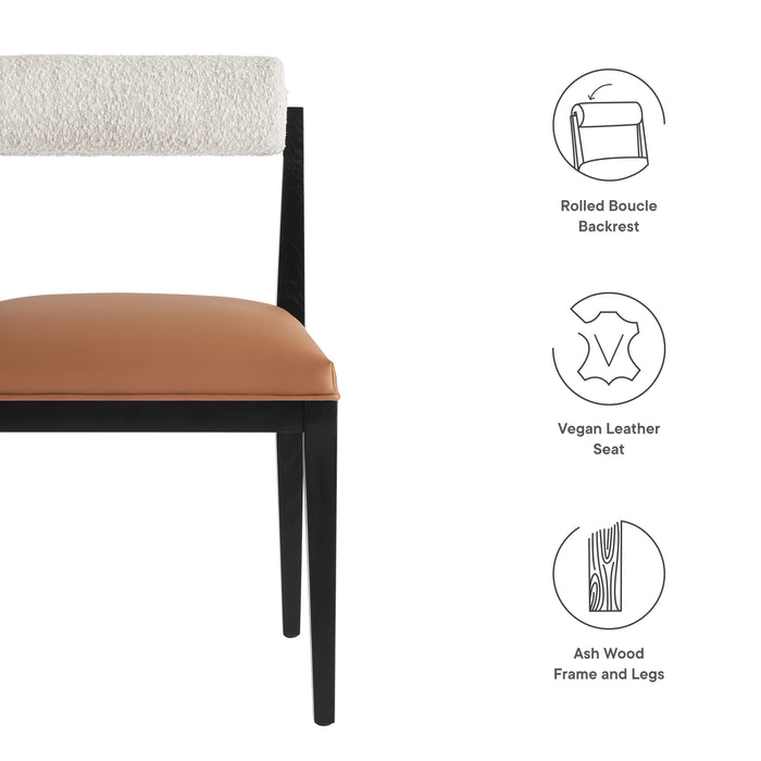 Kai Boucle and Vegan Leather Dining Chair by Modway