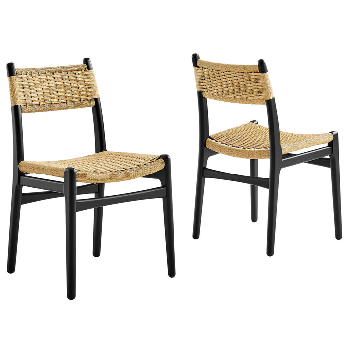 Wynn Rope and Wood Dining Side Chairs Set of 2 by Modway