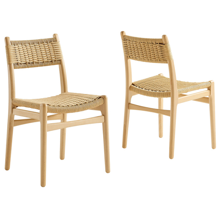 Wynn Rope and Wood Dining Side Chairs Set of 2 by Modway