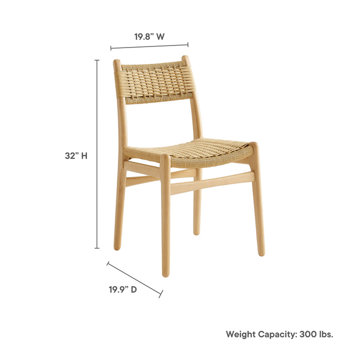 Wynn Rope and Wood Dining Side Chairs Set of 2 by Modway