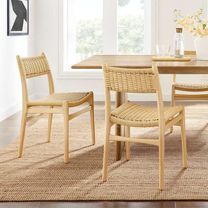 Wynn Rope and Wood Dining Side Chairs Set of 2 by Modway