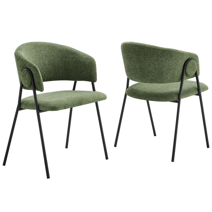 Nella Upholstered Heathered Chenille Dining Chairs Set of 2 by Modway