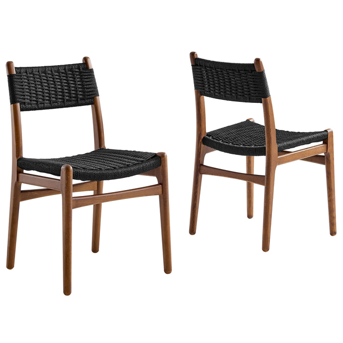 Wynn Rope and Wood Dining Side Chairs Set of 2 by Modway