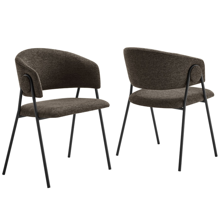 Nella Upholstered Heathered Chenille Dining Chairs Set of 2 by Modway