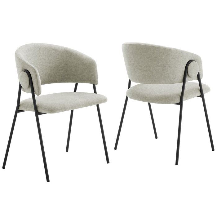 Nella Upholstered Heathered Chenille Dining Chairs Set of 2 by Modway