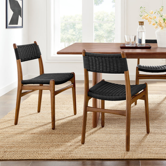 Wynn Rope and Wood Dining Side Chairs Set of 2 by Modway