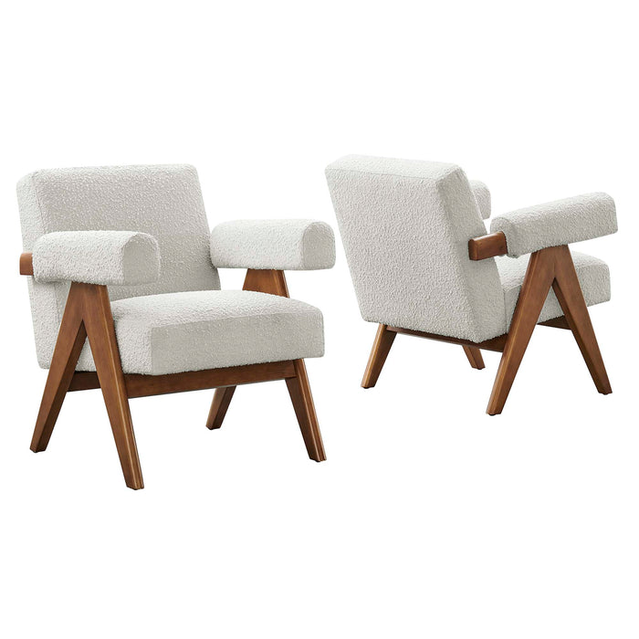 Lyra Boucle Fabric Armchair Set of 2 by Modway