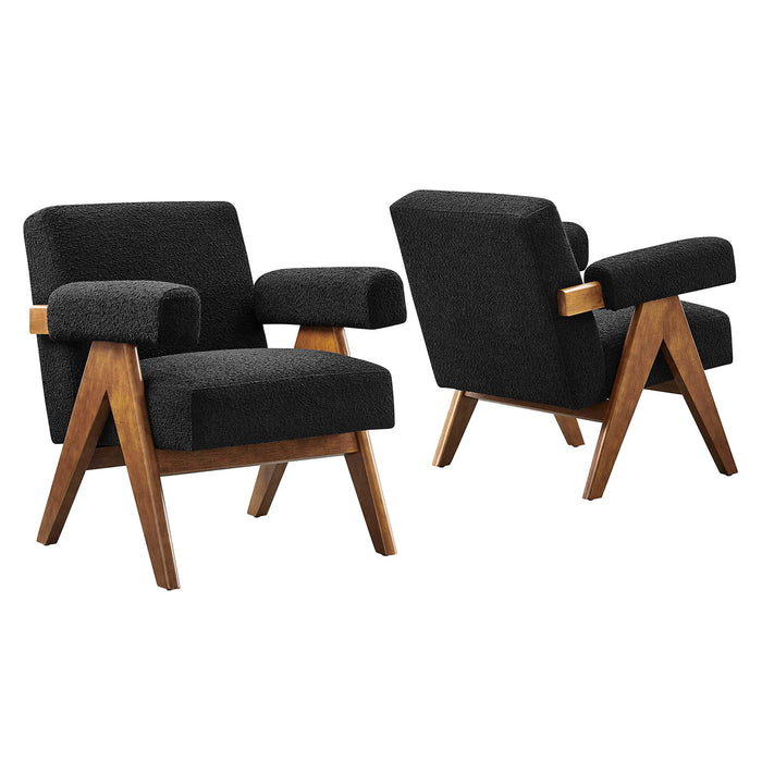 Lyra Boucle Fabric Armchair Set of 2 by Modway