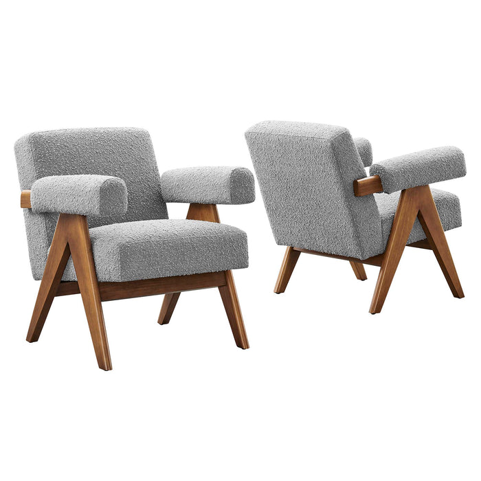 Lyra Boucle Fabric Armchair Set of 2 by Modway