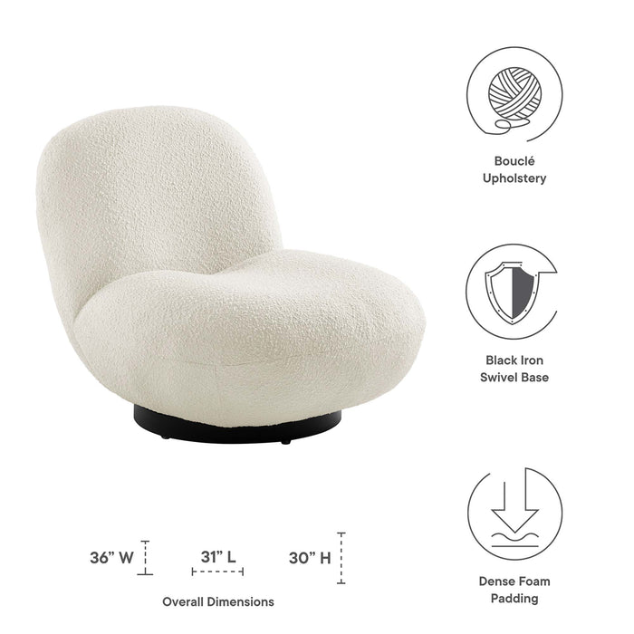 Kindred Boucle Upholstered Upholstered Fabric Swivel Chair by Modway