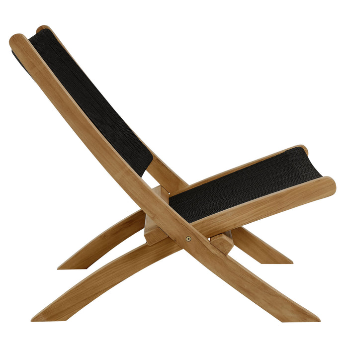 Vienna Outdoor Patio Teak and Rope Folding Accent Lounge Chair by Modway