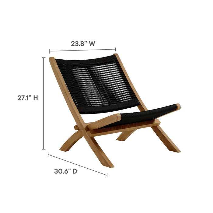 Vienna Outdoor Patio Teak and Rope Folding Accent Lounge Chair by Modway